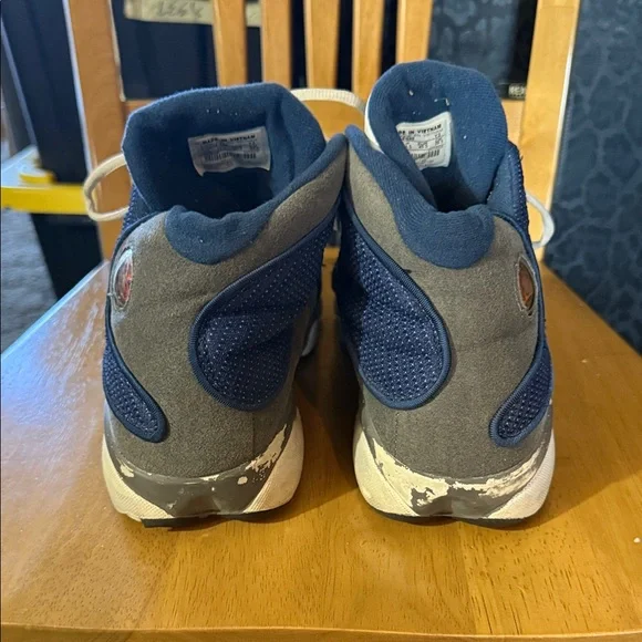 Jordan Navy and White High-Top Sneakers - Picture 3 of 8